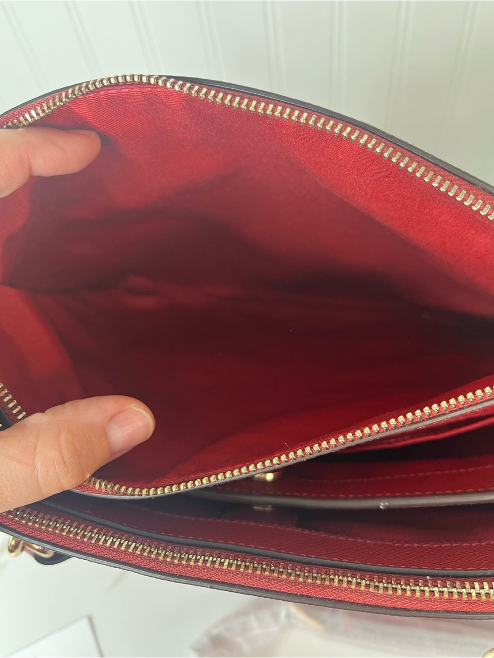 Coach Brooke Carryall Washed Red Crossgrain Leather Shoulder Bag Crossbody Purse - Picture 12 of 13